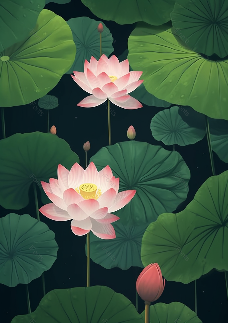 绿色荷叶夏至节气手绘插图,插画/手绘图,插画/手绘图库,插画/手绘图下载,插画/手绘